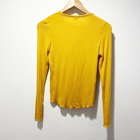 🌷SALE Wilfred Aritzia Oceane Ribbed Shirt Size XS Yellow Modal Soft - Picture 6 of 16
